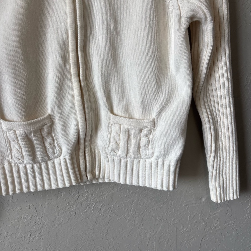 IZOD Cotton Sweater Zip Up White Petite Large - Picture 6 of 9